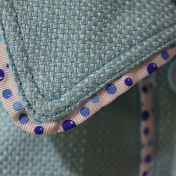 Révue Vintage Structured Blue & White Blazer Tweed Piping Polka Dot LG - Picture 8 of 10